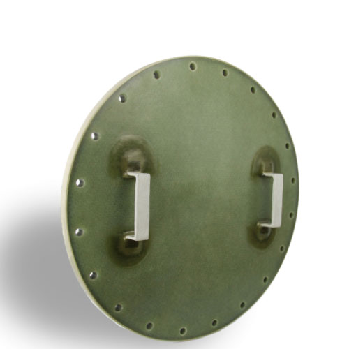 Mannlochdeckel aus GFK mit Chemieschutzschicht (CSS), Betriebsdruck max. 2,5 bar, bei 20&deg;C