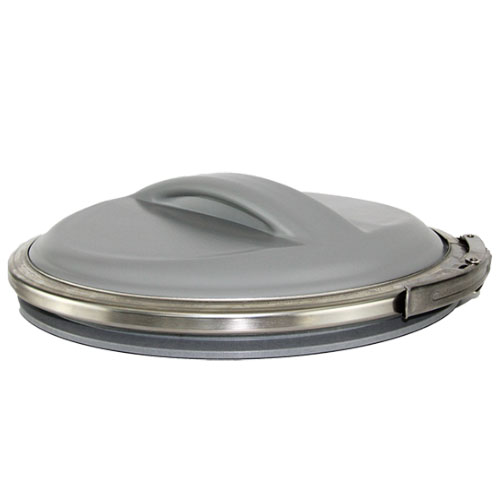 Mannloch aus PVC U&nbsp; grau ohne Stutzen, Deckel aus PVC U grau, mit neuer Griffform