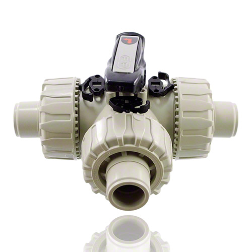 PP Kugelhahn 3-Wege, L-Bohrung, Schwei&szlig;stutzen, EPDM